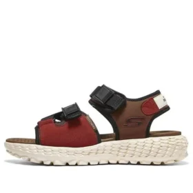 Sandali sportivi marroni da esterno con tacco basso e punta aperta Monster Velcro