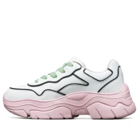 Scarpe basse “D” di AMP, modello Daddy, bianco/rosa