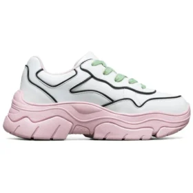 Scarpe basse “D” di AMP, modello Daddy, bianco/rosa