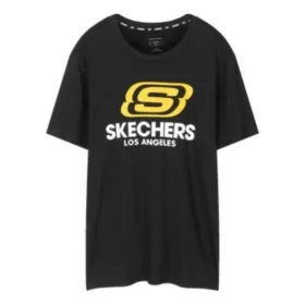 Skechers da uomo a maniche corte con collo rotondo, nero