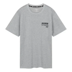 Skechers da uomo in maglia a maniche corte con collo rotondo, grigio
