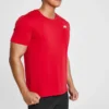 Skechers da uomo per allenamento e corsa, in maglia, a maniche corte, rosso clown