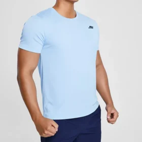 Skechers da uomo per allenamento e corsa, in maglia, maniche corte, blu
