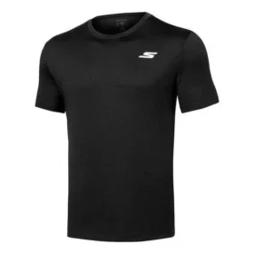 Skechers da uomo per allenamento e corsa, in maglia, maniche corte, nero