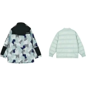 Tuta con giacca con cappuccio e zip a stampa integrale “Teal Black White”