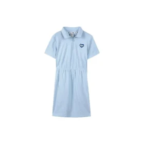 Vestito a maniche corte con stampa logo che valorizza il punto vita “Bianco Nero Blu”