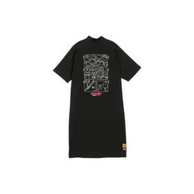 Vestito casual con mezza zip e logo stampato “Bianco Rosa Nero”