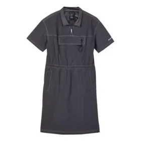 Vestito casual sportivo a tinta unita con collo a pullover e maniche corte “Nero”