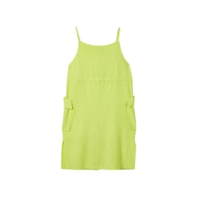 Vestito senza maniche ampio con coulisse in vita in tinta unita “Verde” Vestito senza maniche ampio con coulisse in vita in tinta unita “Verde”